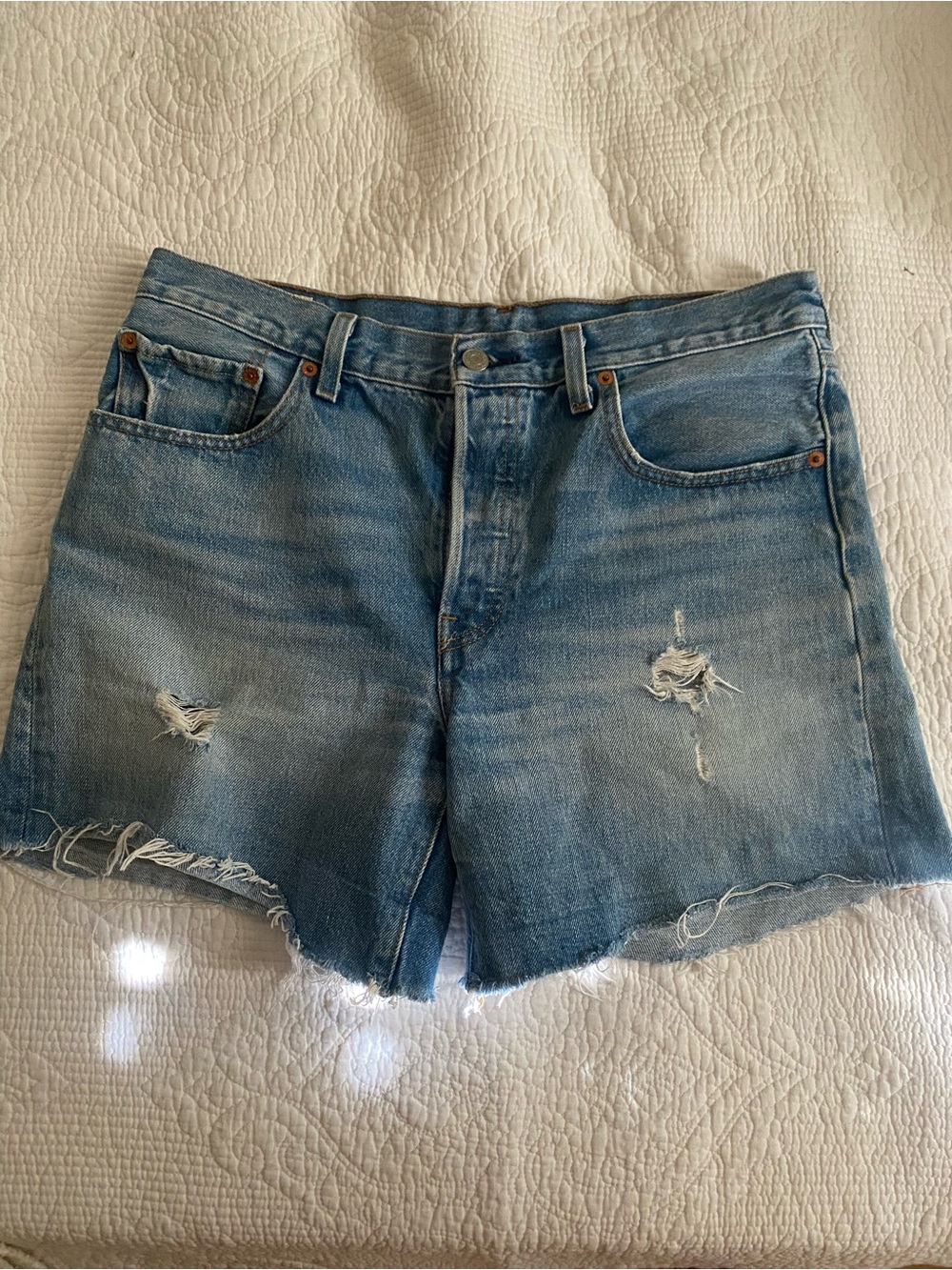 Levi's Light Wash Distressed Cutoff Jean Shorts